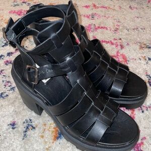 Steve Madden Womens Cosmic Black Chunky Platform Sandals